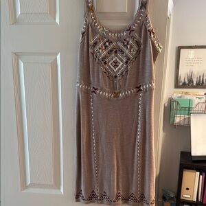 NWT FREE PEOPLE Embroidered Tan Sleeveless Dress